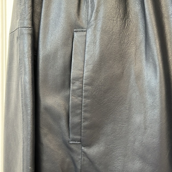 ANN TAYLOR Womens leather moto jacket size XL in deep navy - Picture 3 of 6